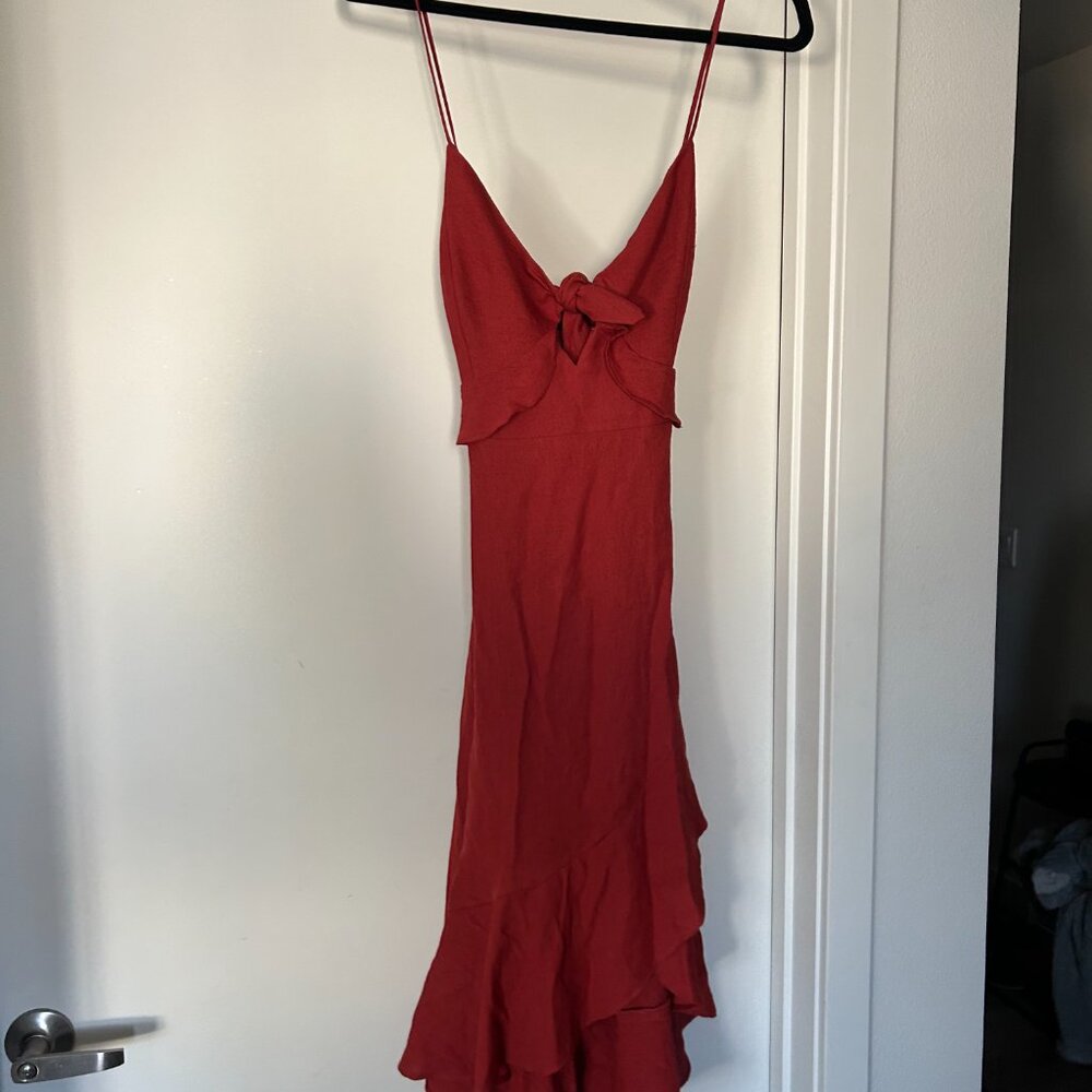 Isalis Red Ruffle Bow Dress - Picture 2 of 9